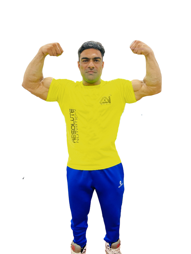 Absolute Nutrition Men's Slim Fit T-shirt (Yellow) - Absolute